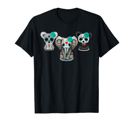 Cute Sugar Skull Animals Halloween T-Shirt