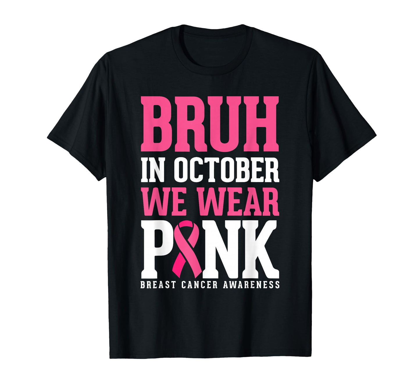 Bruh In October Wear Pink Breast Cancer Awareness Kids Boys T-Shirt