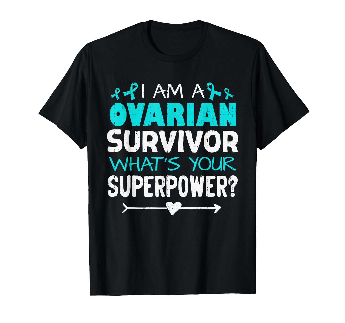 Ovarian Cancer Survivor Awareness Ribbon Teal Support T-Shirt