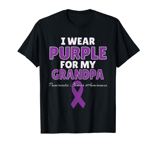 Pancreatic Cancer Awareness I Wear Purple For My Grandpa T-Shirt