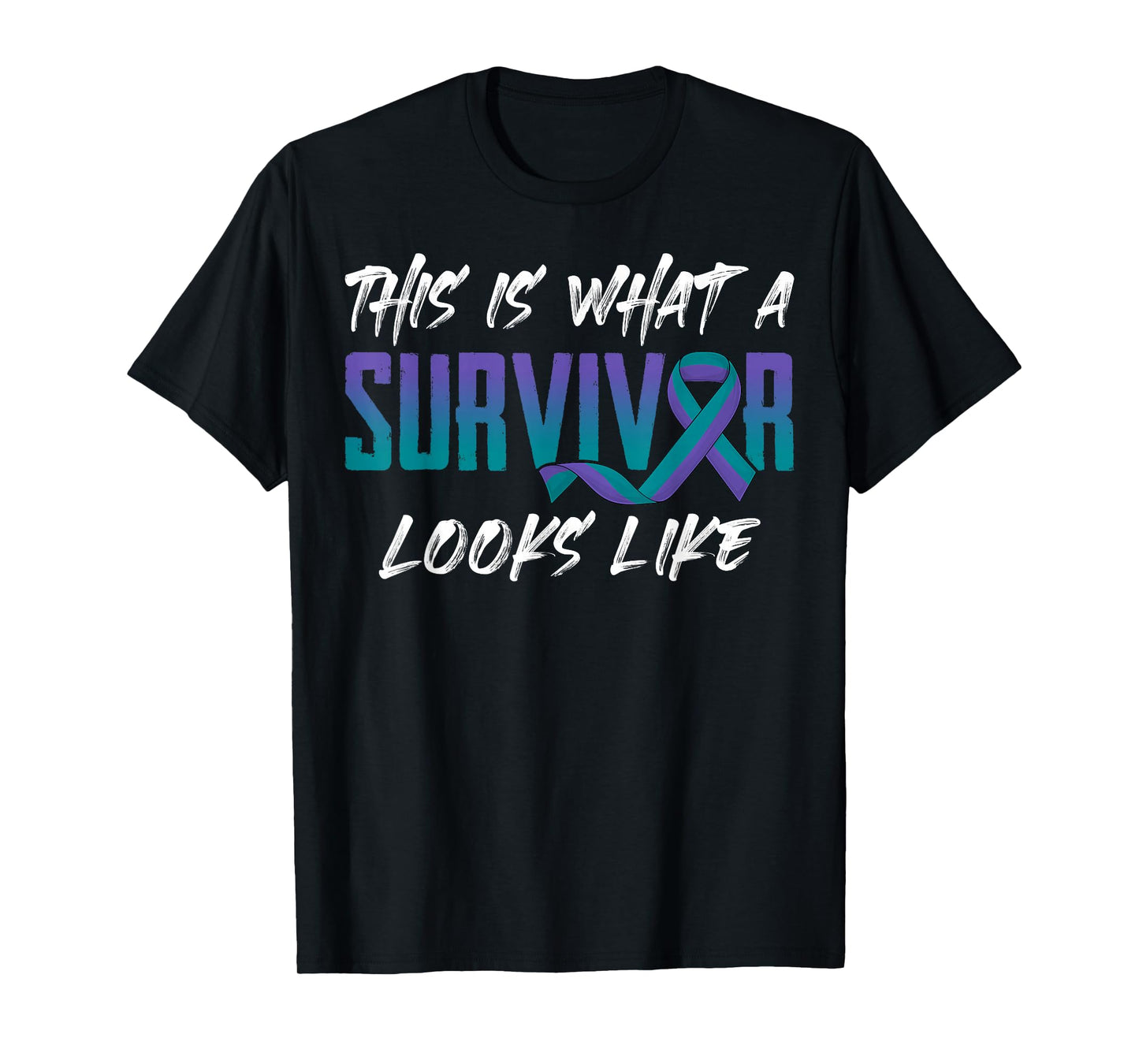 What A Survivor Looks Like Anal Cancer Purple & Green Ribbon T-Shirt
