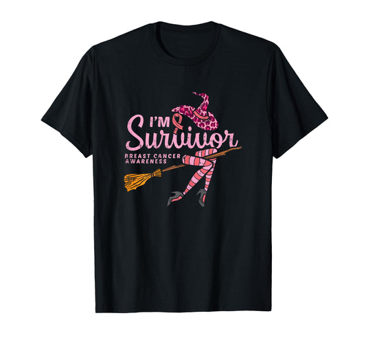 Witch Im A Survivor Halloween Breast Cancer Awareness Women T-Shirt