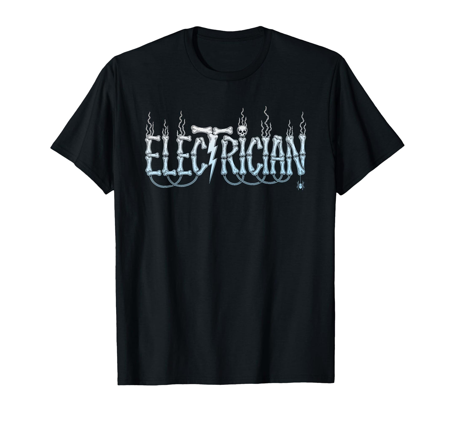 Electrician Skull and Bone Lettering Skeleton Halloween T-Shirt