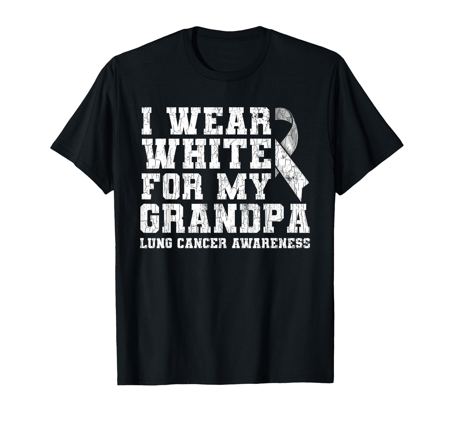 Lung Cancer Awareness White Ribbon Grandpa Gift T-Shirt