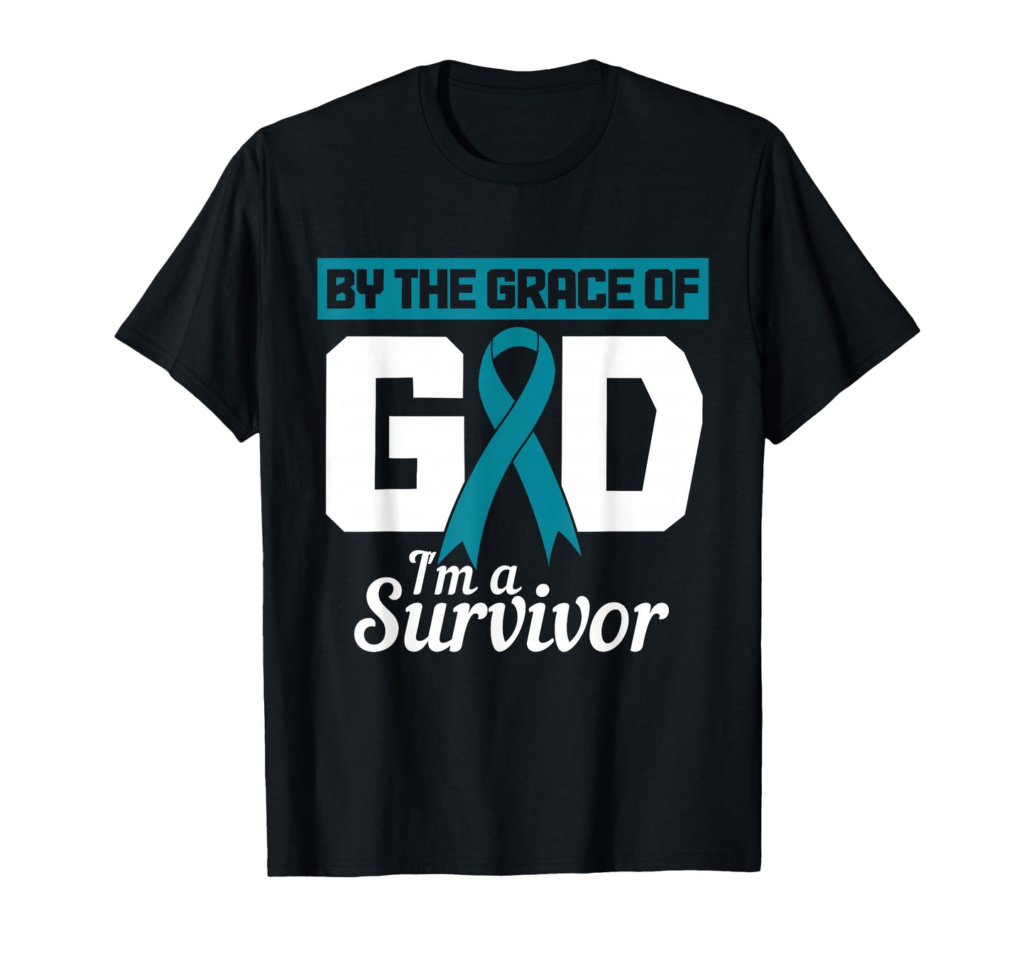 Ovarian Cancer Awareness Month Woman Teal Ribbon Survivor T-Shirt