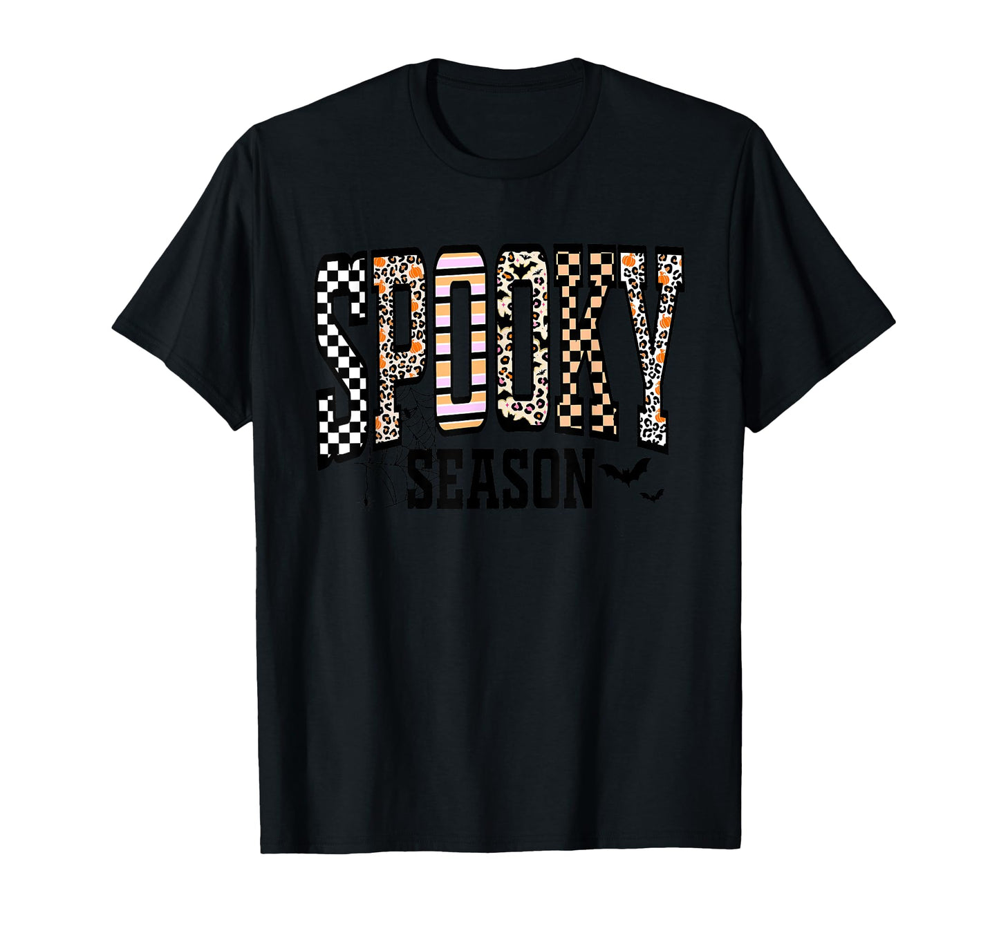 Halloween Spooky Coquette Leopard Checkered Fall T-Shirt