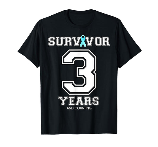 3 Years Ovarian Cancer Survivor Teal Ribbon Gift For Women T-Shirt