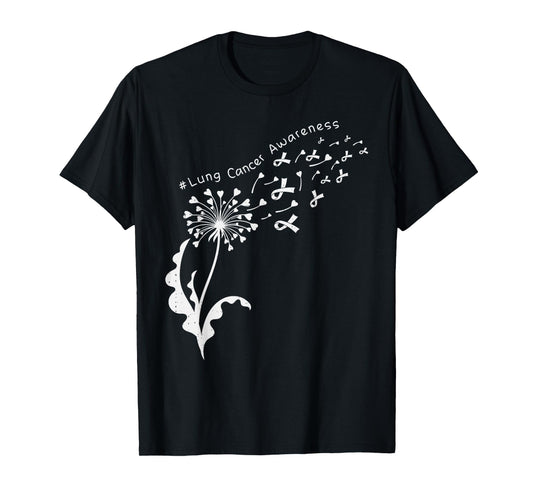 Dandelion Lung Cancer Awareness White Ribbon Support Womens T-Shirt