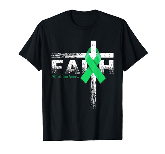 Bile Duct Cancer Awareness Christian Faith & Cross T-Shirt