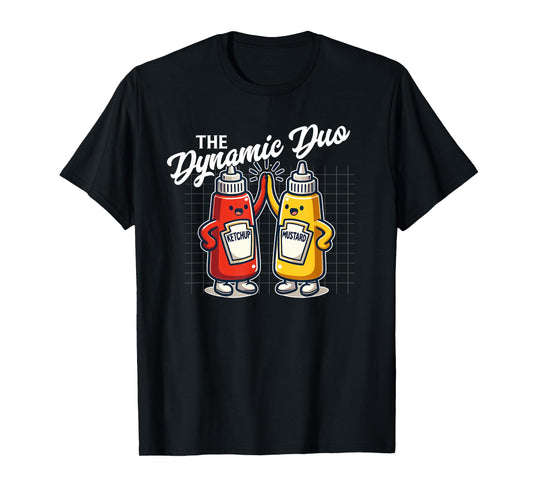 Ketchup Mustard Dynamic Duo Best Friends Funny Condiment T-Shirt