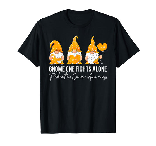 Gnome Fights Pediatric Cancer Awareness Yellow Ribbon T-Shirt