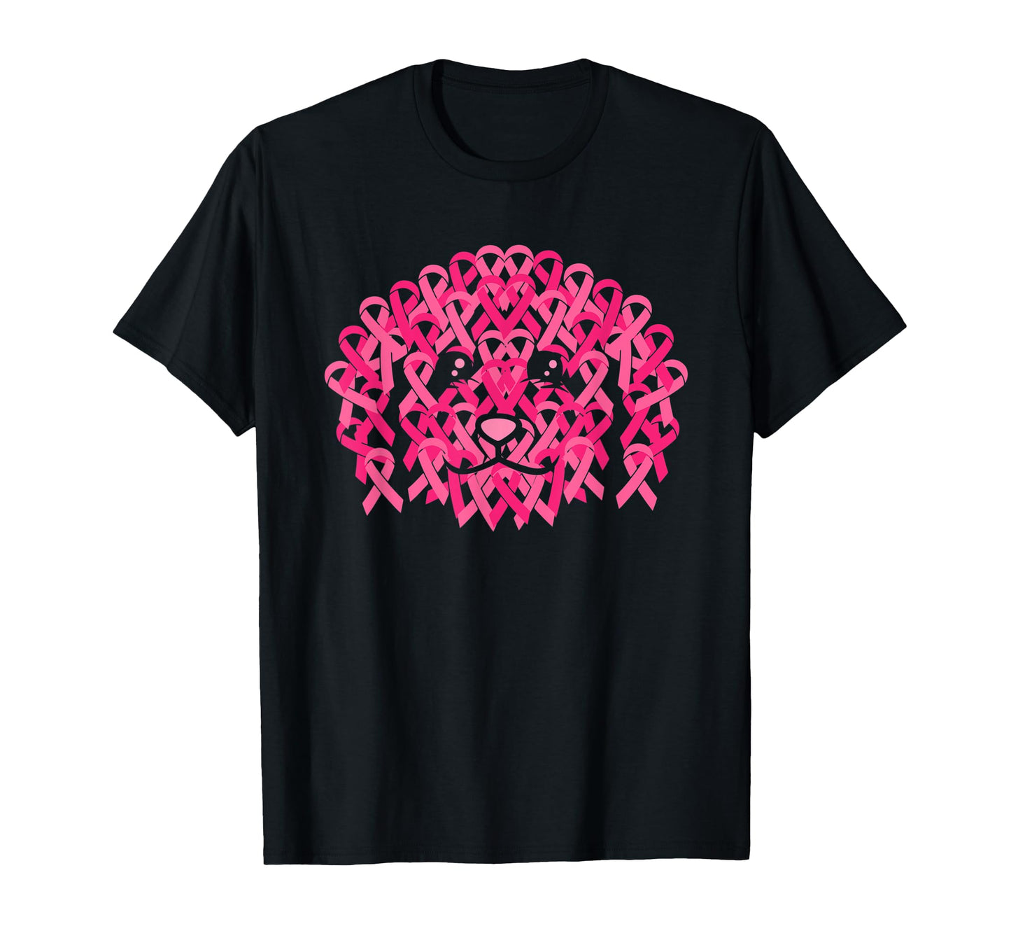 Pink Ribbon Dog Face Inspirational Breast Cancer Awareness T-Shirt