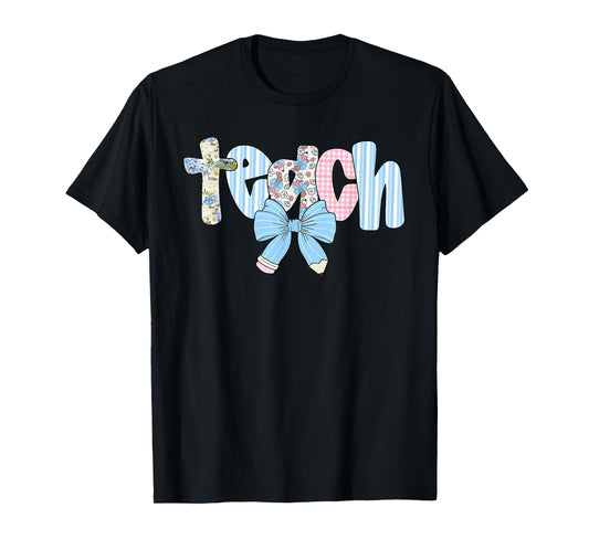 Coquette Bow Teach Teacher Happy First Day Back To School T-Shirt