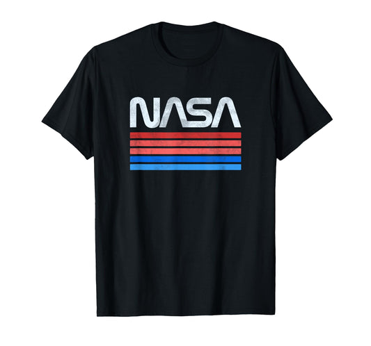 60s 70s Vintage Retro NASA Worm Logo Vintage NASA gift idea T-Shirt, Small, Black