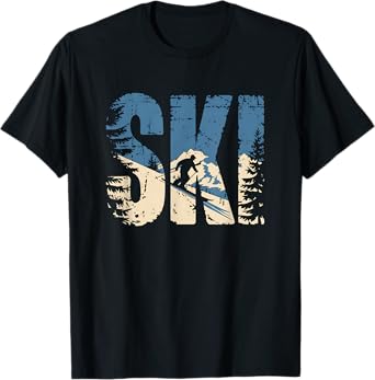 Ski Cool Skiing Style Alpine Skier Women Men Boy Girl T-Shirt