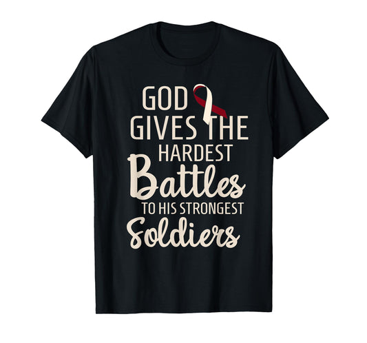 Head & Neck Cancer Fighter Survivor Motivational Burgundy T-Shirt