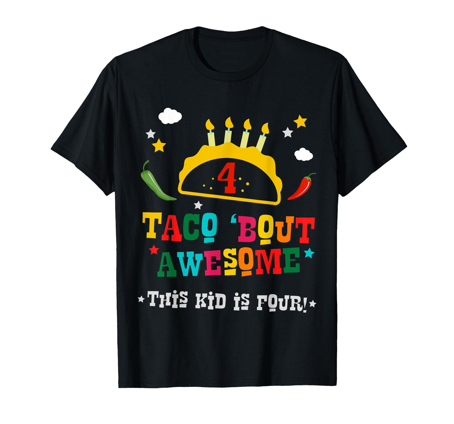 4th Birthday Taco Bout Awesome Boys Age 4 Four Party Gift T-Shirt