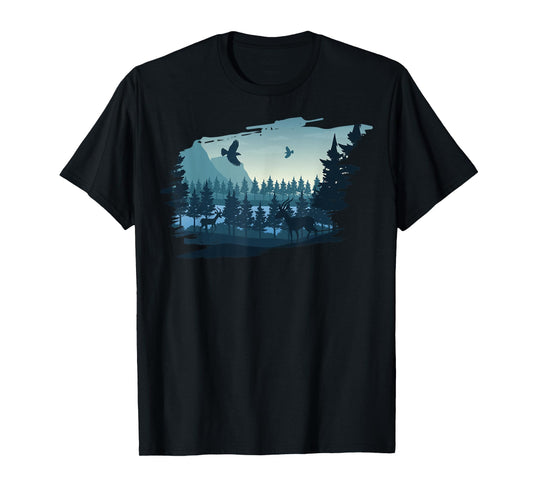 Beautiful Mountain, Nature Trees and Forest T-Shirt