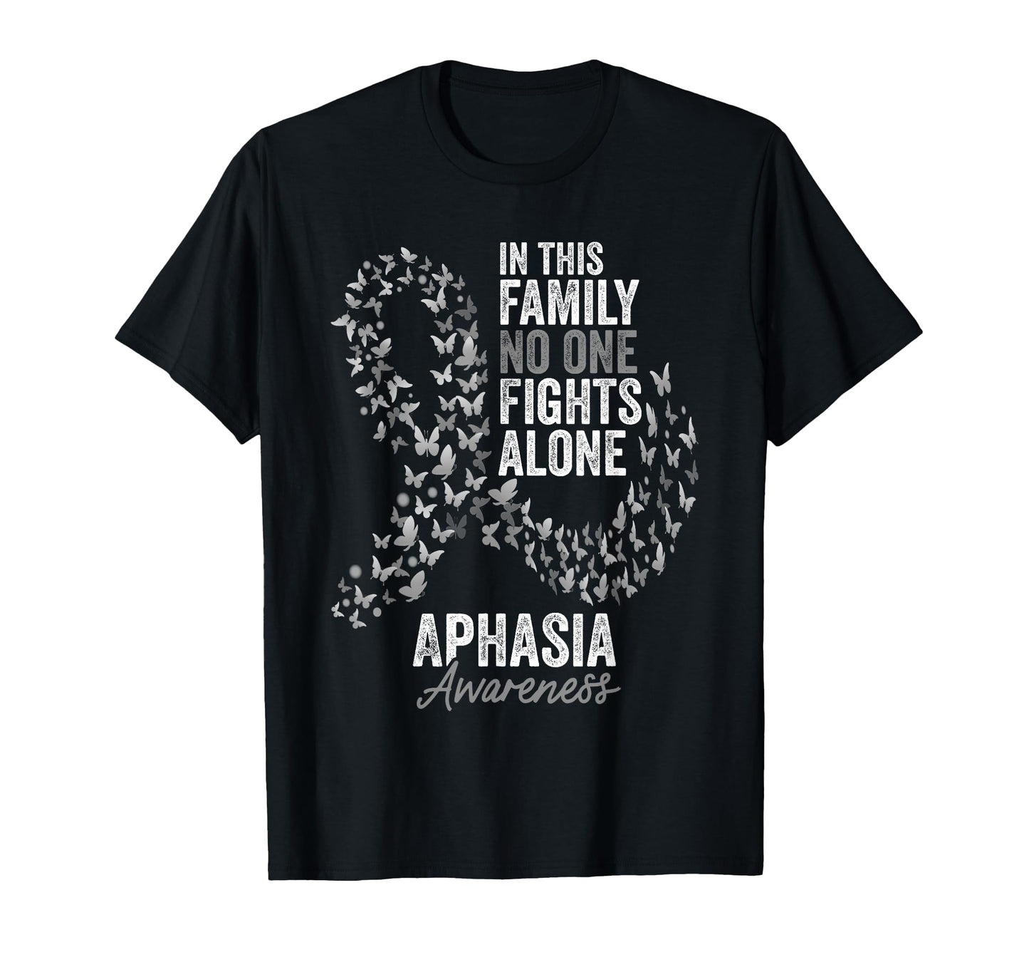 Aphasia Awareness Month Butterflies Gray Ribbon T-Shirt