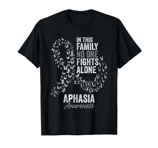 Aphasia Awareness Month Butterflies Gray Ribbon T-Shirt