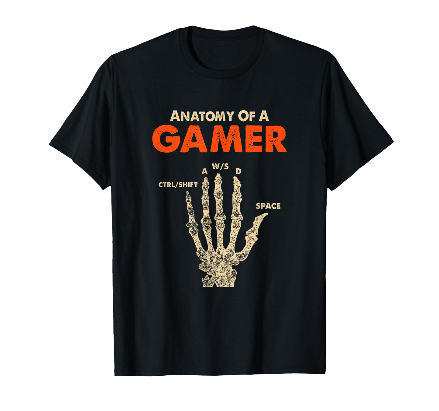 Anatomy of A Gamer Skeleton Hand Funny Video Gaming T-Shirt