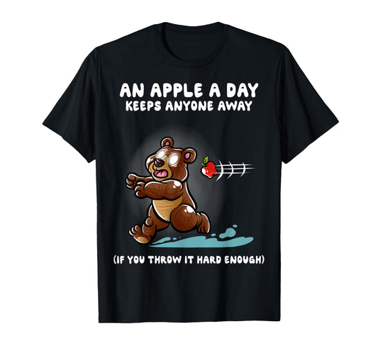 An Apple A Day Keeps Anyone Away Nerd Grizzly Bear Funny T-Shirt