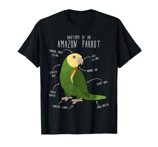 Amazon Parrot Anatomy, Cute Funny Pet Double Yellow Bird T-Shirt