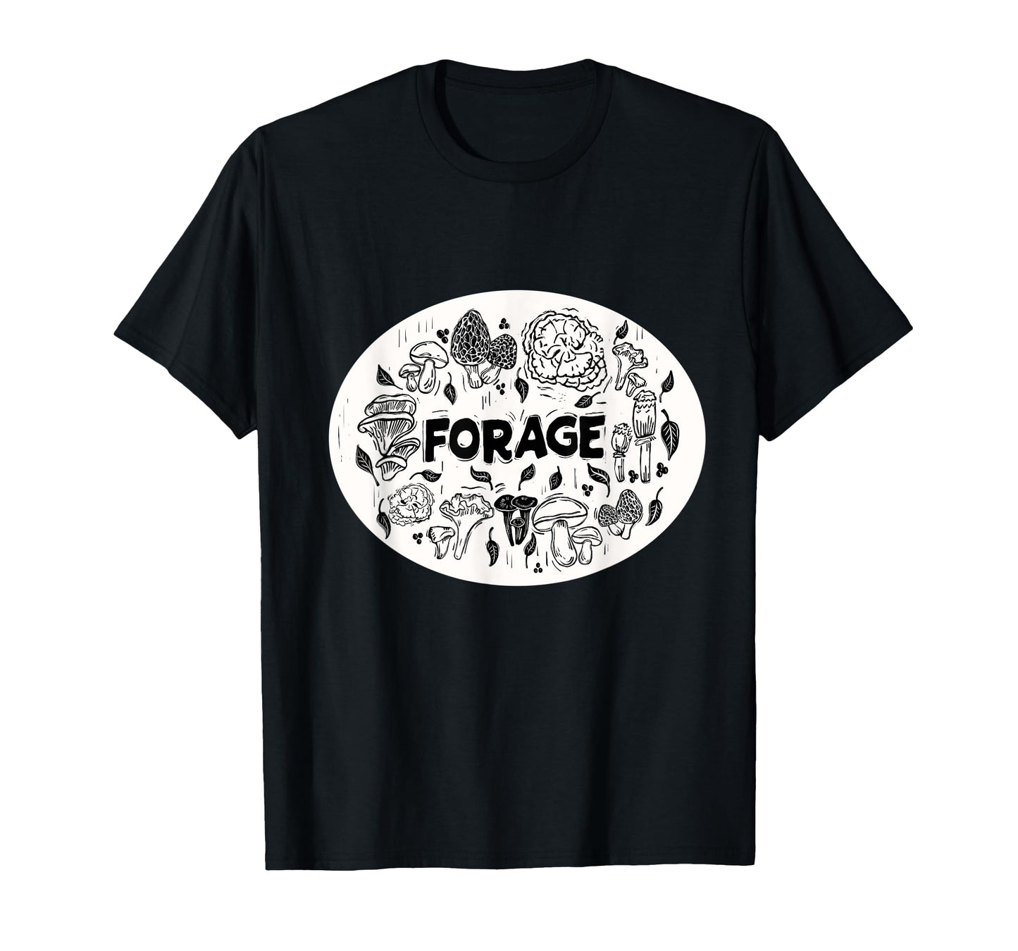 FORAGE ~ Mushroom Foraging ~ Chanterelle Morel ~ Linocut T-Shirt