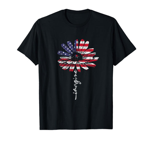 Daisy USA American Flag 4th of July Patriotic Flower Vintage Women Kids Men T-Shirt