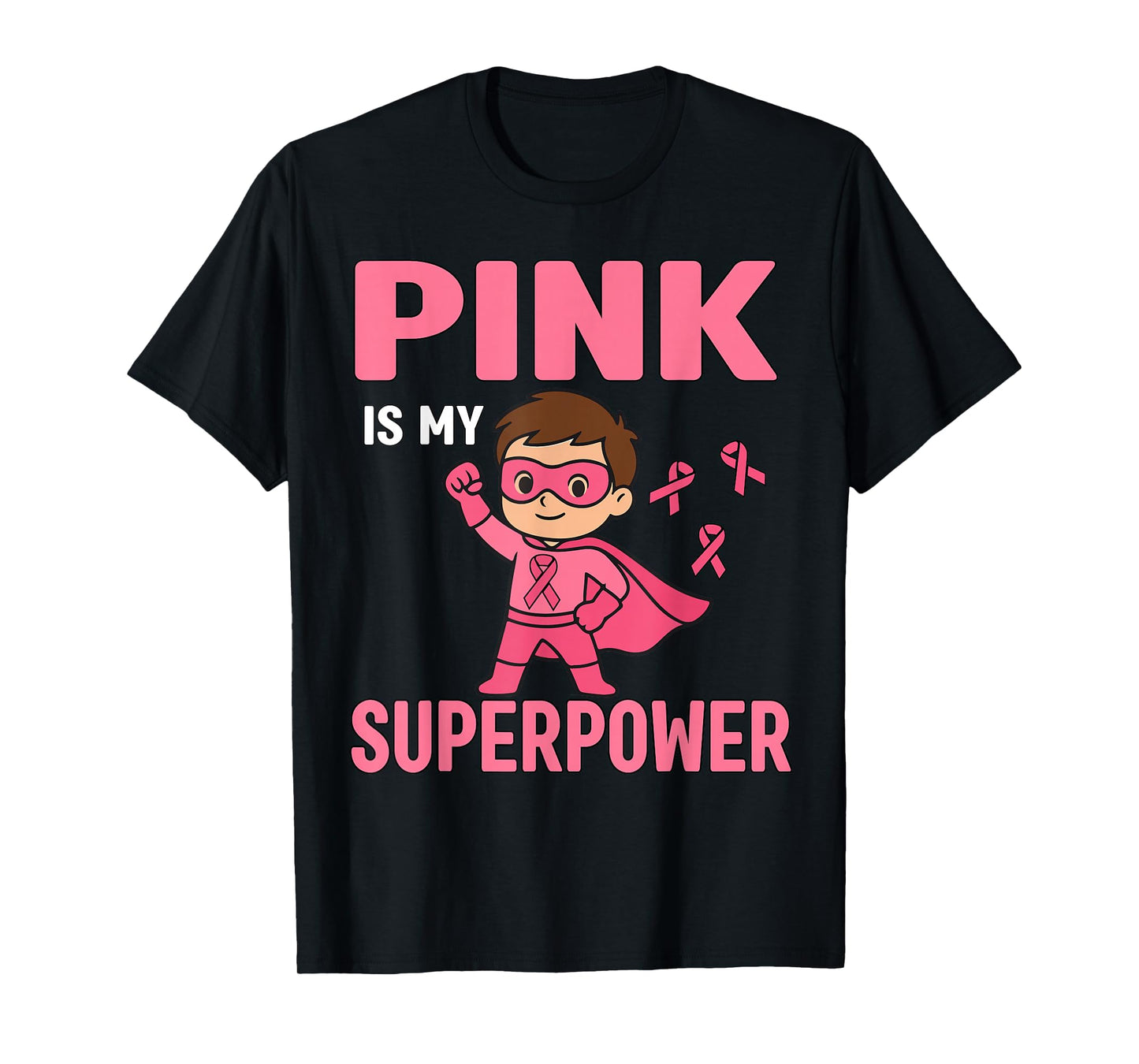 Pink is My Superpower Breast Cancer Awareness Kids Pink Boys T-Shirt