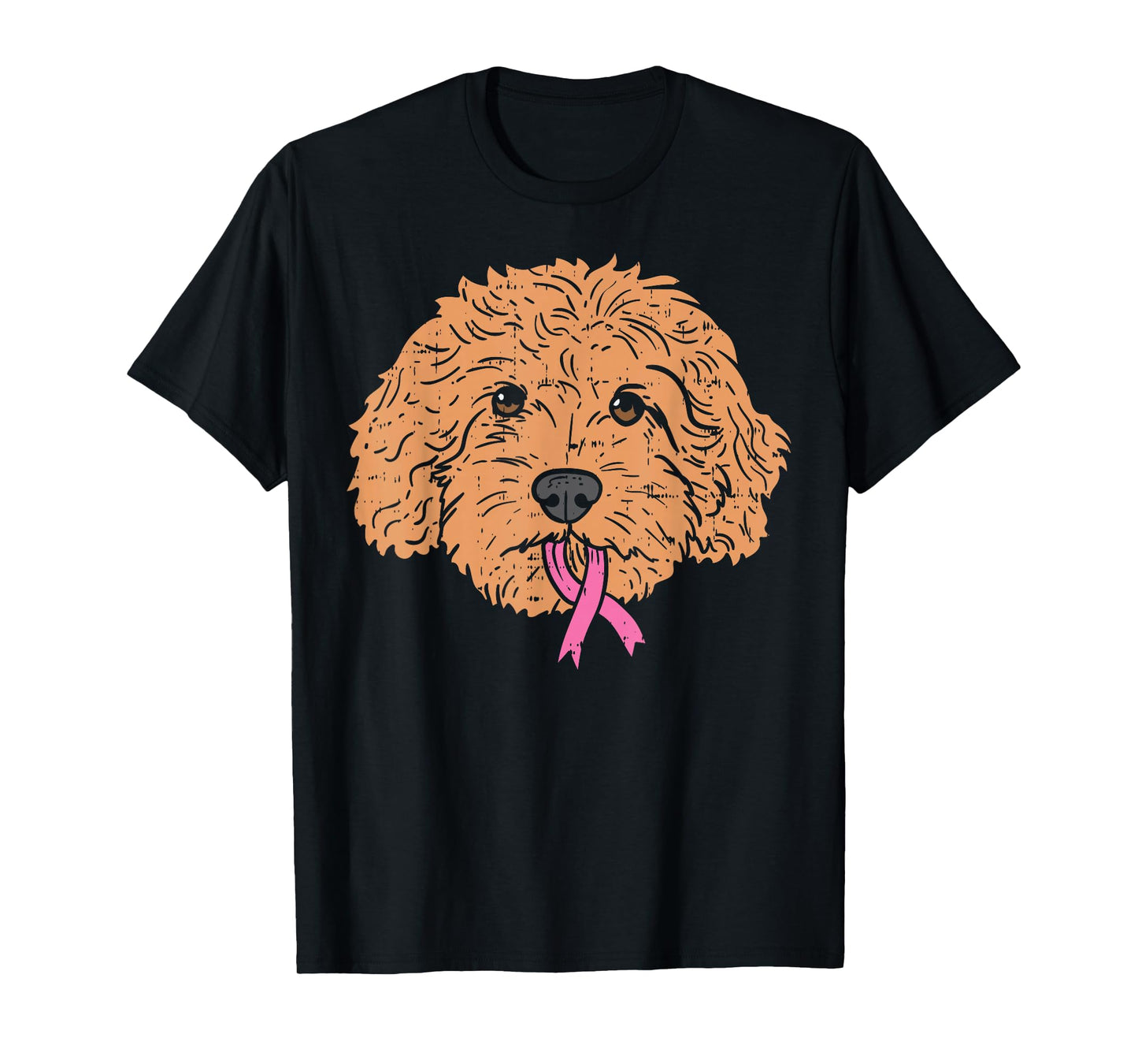 Goldendoodle Dog Ribbon Breast Cancer Awareness Support Gift T-Shirt