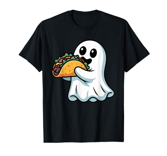 Cute Ghost Eating Tacos Halloween Toddler Boys Kids Costume T-Shirt