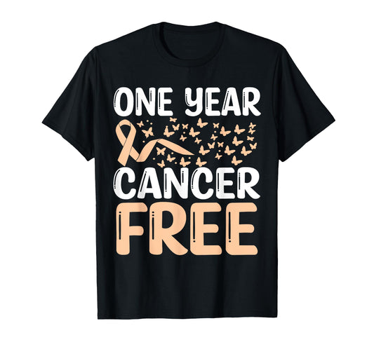 1 Year Uterine Cancer Free Uterine Cancer Survivor Awareness T-Shirt