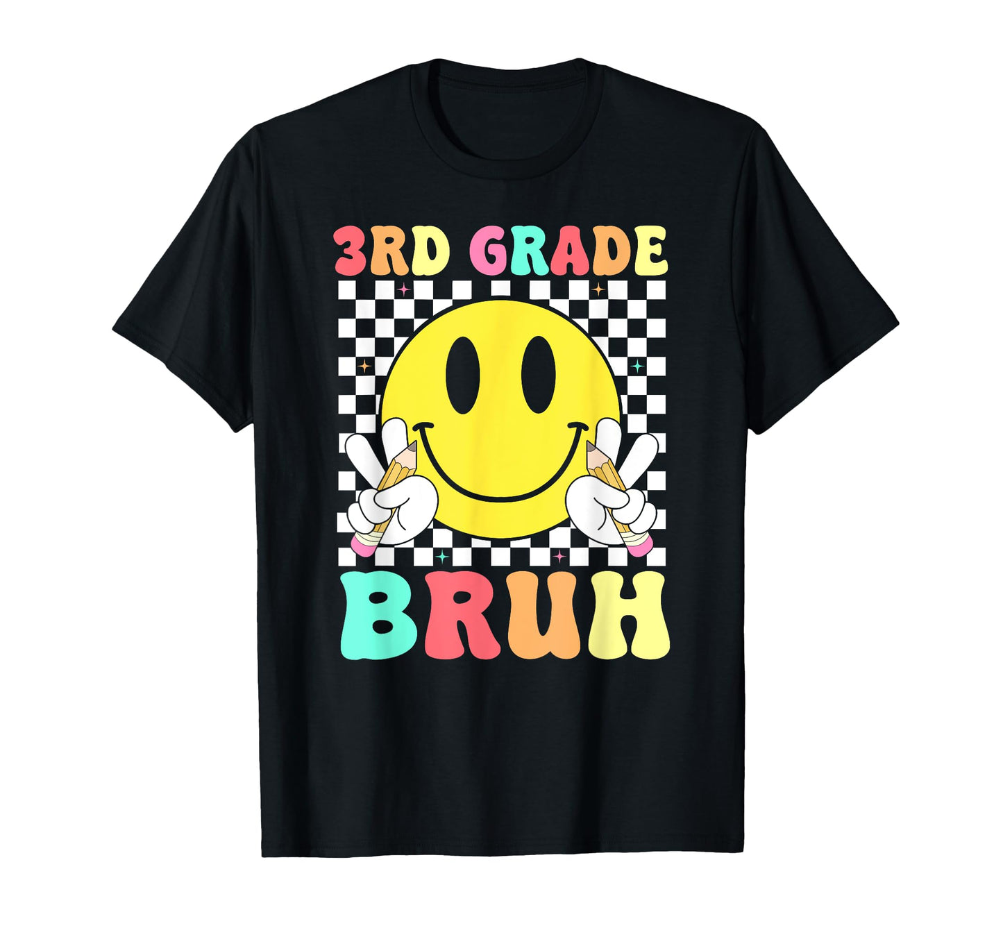 3rd Grade Bruh Teacher Kids Retro Smile Face Back To School T-Shirt