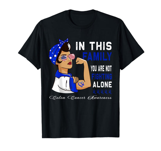 Blue Ribbon Fighter Family Women bandana Colon Cancer T-Shirt