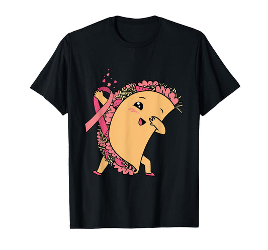 Dabbing Taco Pink Ribbon Breast Cancer Awareness Mexican T-Shirt