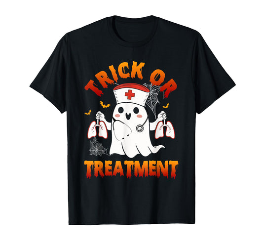Trick Or Treatment Boo Respiratory Therapist Ghost Halloween T-Shirt