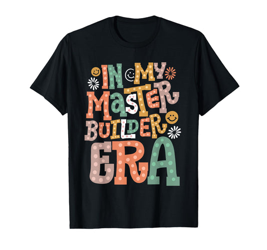 In My Master Builder Era Retro Groovy Building Blocks Kids T-Shirt