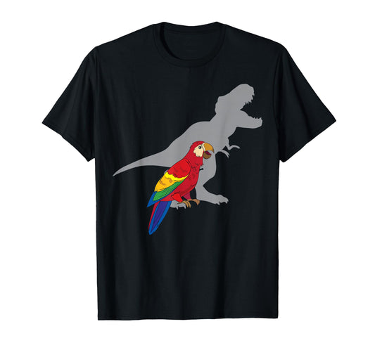 Cute African Parrot Gifts For Bird Lovers Women T-Rex Screaming with Macaw Parrot Unisex Adult Black Short Sleeve Classic Fit Cotton 65% Polyester 35% T-Shirt