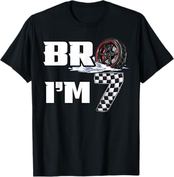 7th Birthday Boy pit crew Bro I’m 7 Year Old race car racing T-Shirt