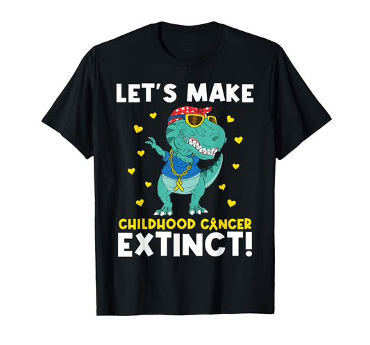 Cute Childhood Cancer Awareness Make Cancer Extinct Dinosaur T-Shirt