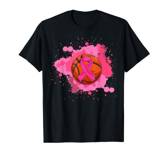 Pink Ribbon Basketball Breast Cancer Awareness T-Shirt