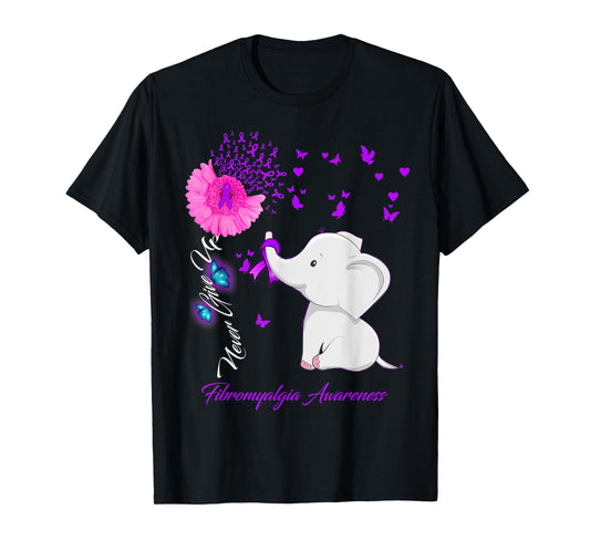 Elephant Fibromyalgia Awareness - Fibromyalgia Ribbon Gifts T-Shirt