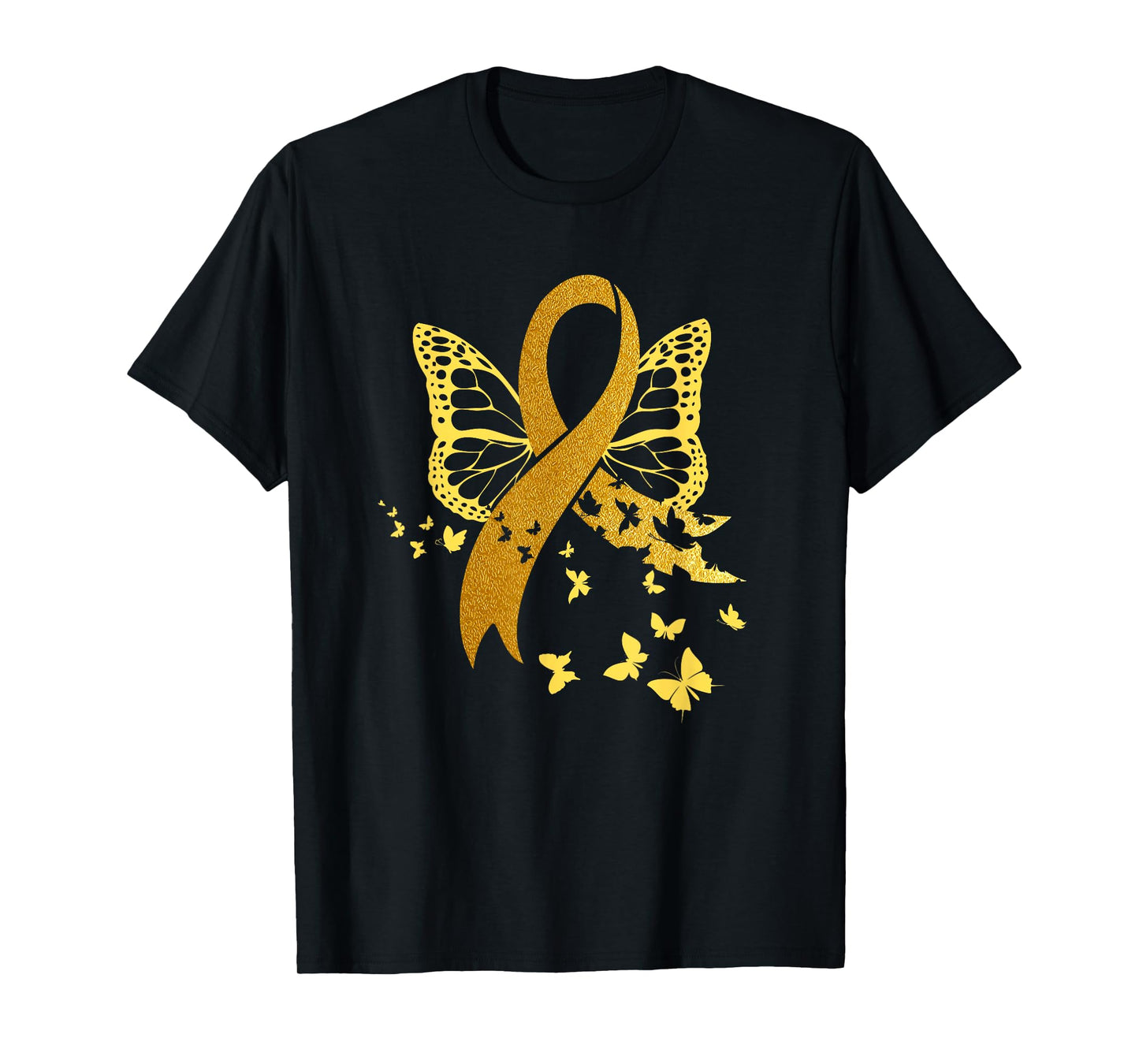 Childhood Cancer Awareness Gold Ribbon Butterfly Fighter T-Shirt