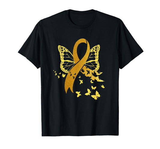 Childhood Cancer Awareness Gold Ribbon Butterfly Fighter T-Shirt