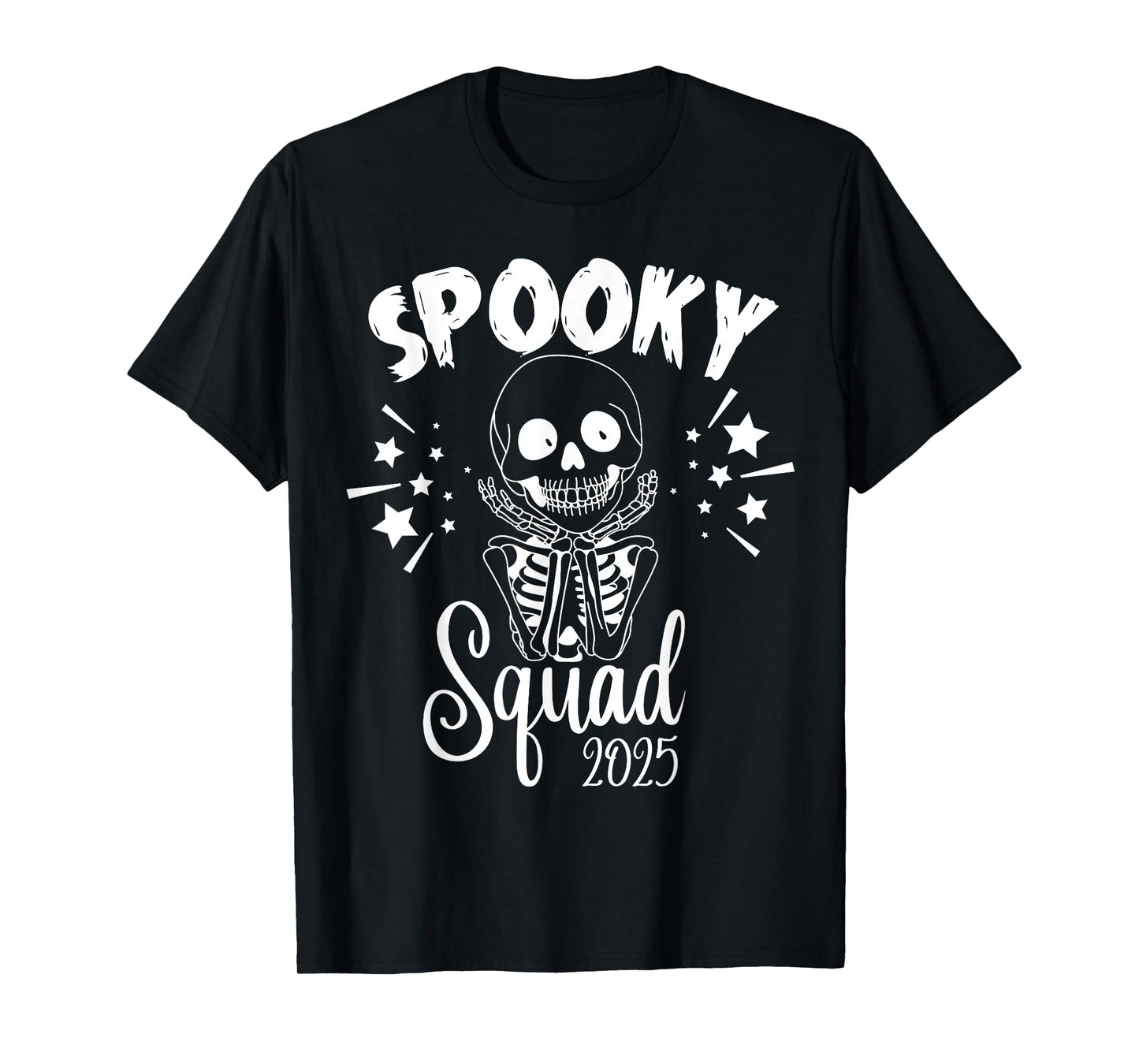 Spooky Squad 2025 Skeleton Retro Vibes Kids Halloween Season T-Shirt