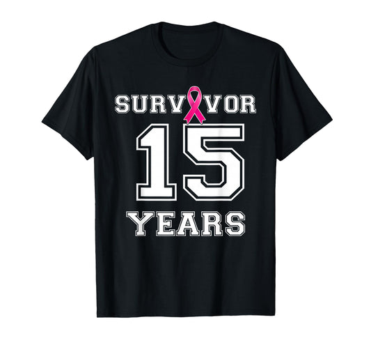 Survivor 15 Years Breast Cancer Free Support Awareness T-Shirt