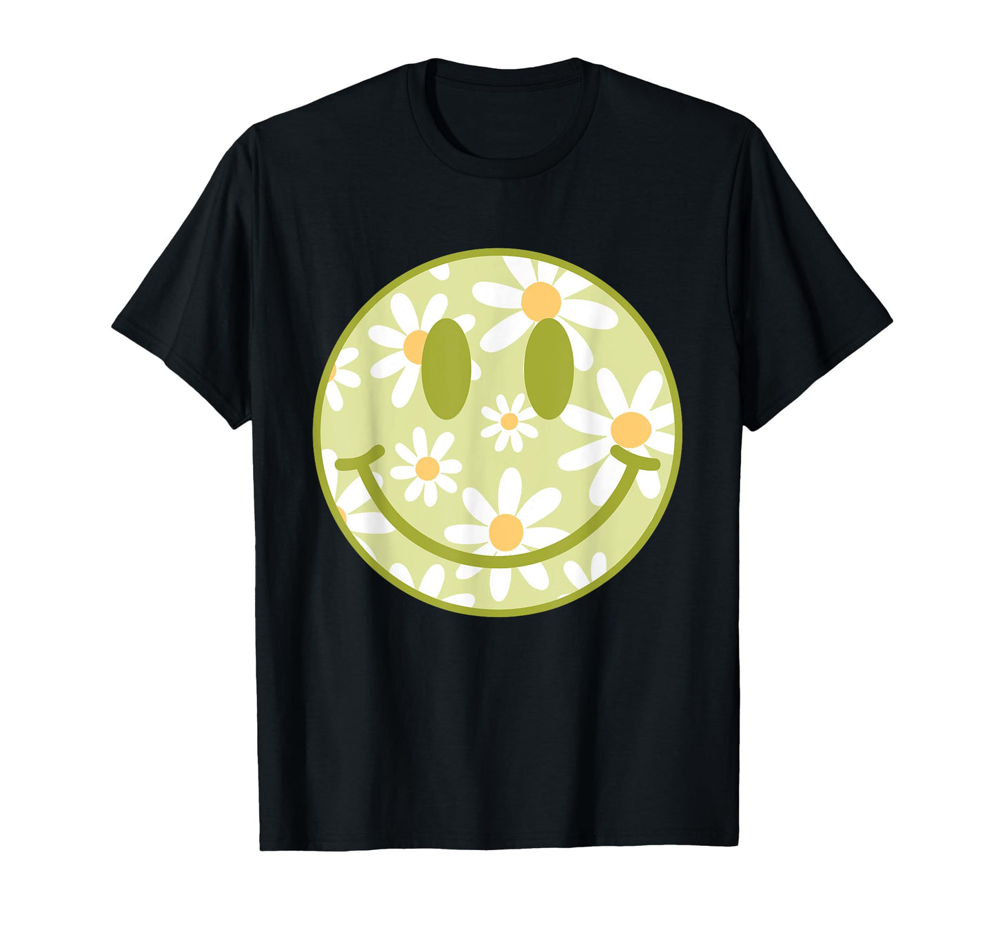 Retro Green Happy Face Checkered Pattern Smile Face Trendy T-Shirt