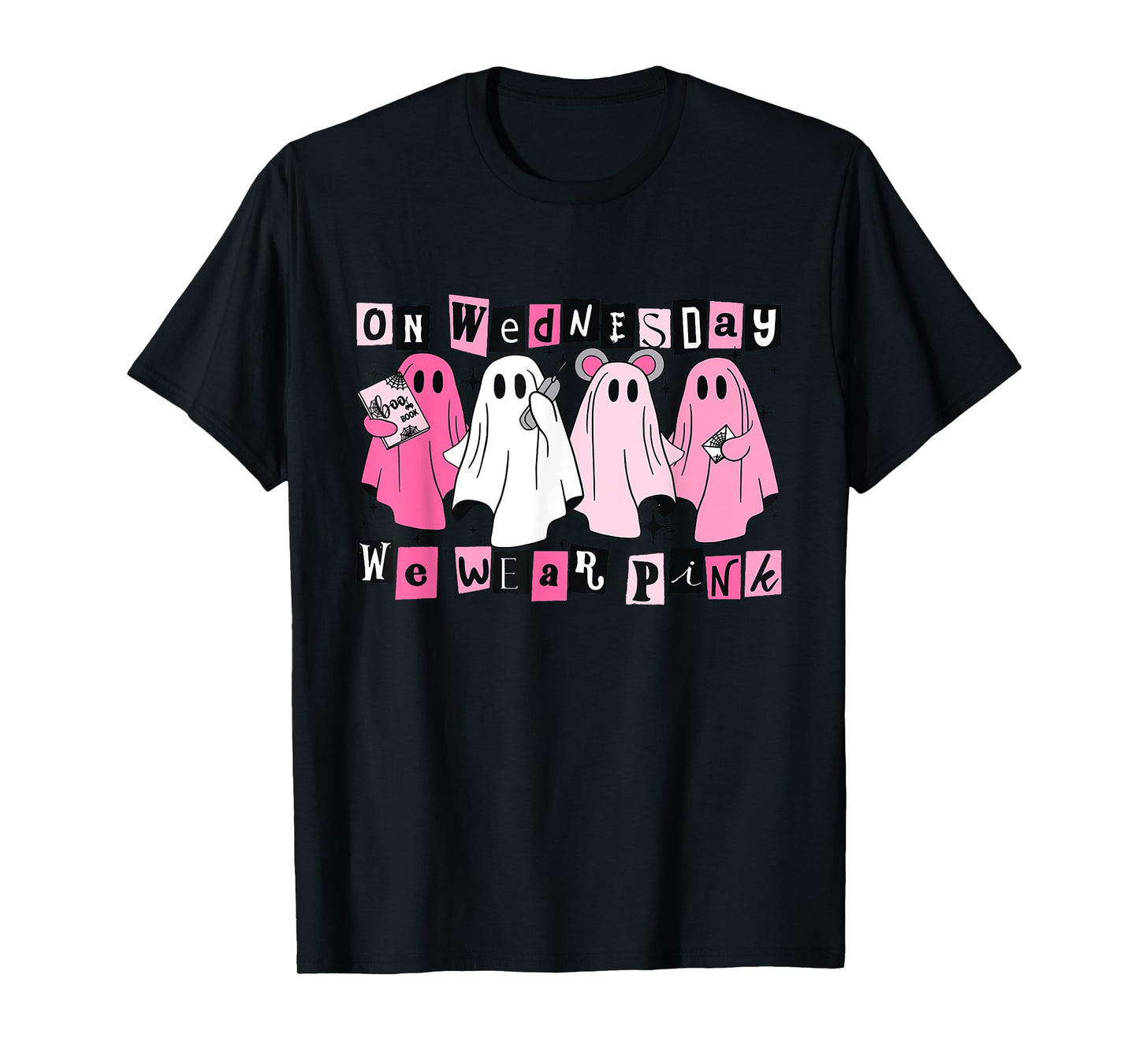 On Wednesday We Wear Cute Pink Ghost Halloween T-Shirt