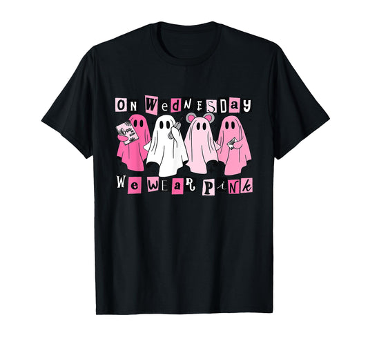 On Wednesday We Wear Cute Pink Ghost Halloween T-Shirt
